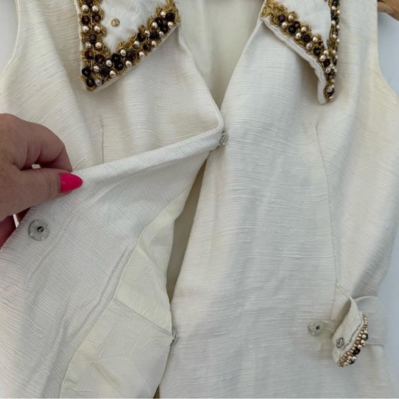 Vintage cream sleeveless beaded blazer dress - Small - Picture 4 of 7